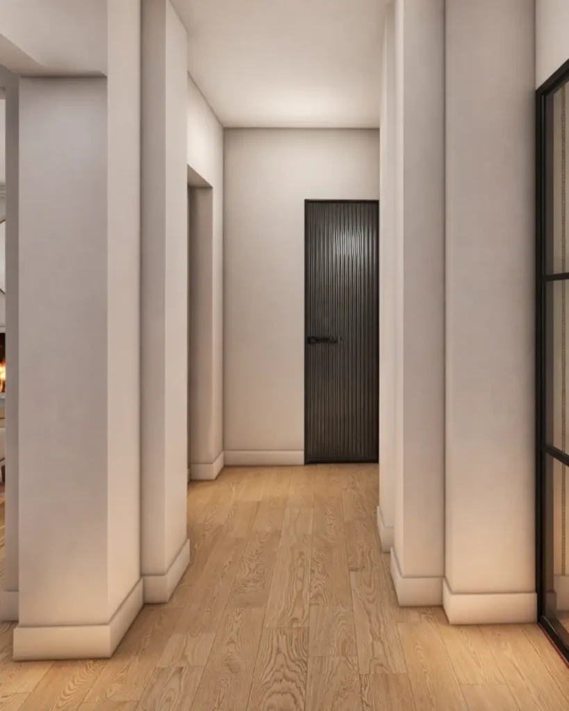 3D du projet de rénovation Paris 17, plan du couloir